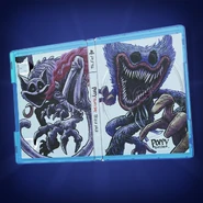 Huggy's hallucination form featured alongside CatNap in the reversible cover art of Poppy Playtime's Triple Pack.