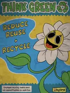 Daisy on a poster talking about recycling and reusing.