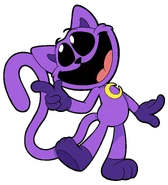 Merch artwork of CatNap pointing to the left.