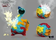 Concept Art of Doey being partially frozen and rolled into a ball.