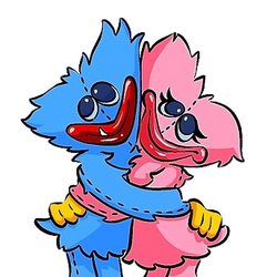 Discarded Official art of Huggy Wuggy and Kissy Missy, Poppy Playtime