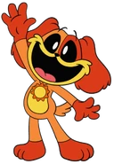 A unused artwork of DogDay waving.