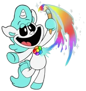 A unused artwork of CraftyCorn holding her paintbrush.