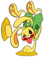 A mural of Bunzo making a wacky face while posing.