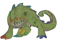 Artwork of Pianosaurus displayed on the Cardboard Cutout.