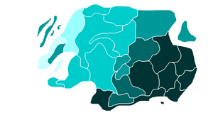 The darker the color, the greater the percent of population self described as "very religious".