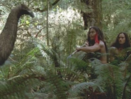 Two Māori enountering a South Island Giant Moa for the first time.