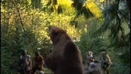 A Cave Bear being attacked by a tribe of Cro-Magnons.