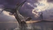 A Pteranodon being killed by a Tylosaurus