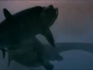 A Tylosaurus killing a Xiphactinus.