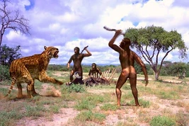 Australopithecus defending
