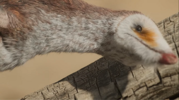 Mononykus listening for termites within a log