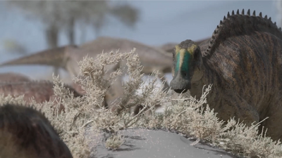 The Secernosaurus herd subsisting on every last patch of vegetation they can find
