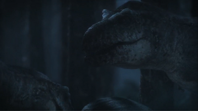 The Tyrannosaurus brothers feed on an Edmontosaurus