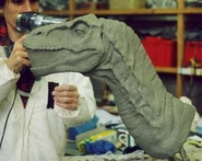 Sculpt of the baby Tyrannosaurus puppet