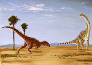 Mapusaurus and Argentinosaurus by alexandernevsky