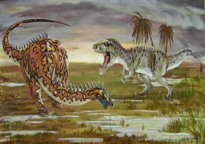 Nigersaurus and Eocarcharia by alexandernevsky