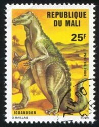 Игуанодон на марке Мали, 1984 год