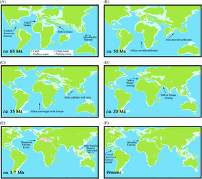 Cenozoic-reconstructions-of-land-and-sea-indicating-the-changes-to-the-Tethys-Ocean-Maps
