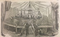 The Illustrated London News, January 7 1854, showing 'Dinner in the Iguanodon Model, at the Crystal Palace, Sydenham'