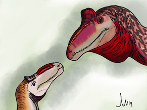 Life-reconstruction-of-Cryolophosaurus-exhibiting-a-speculative-courtship-display-to