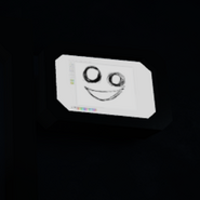Z-779 with an happy expression along with its mouth open.
