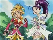 Cure Bloom and Cure Egret in battle