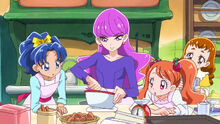 Yukari mixes the batter