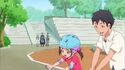 Kotoha, Lian and Daikichi watch a father and daughter