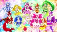 Smile Pretty Cure y KiraKira Pretty Cure A la Mode recordando a las HUGtto la importancia de hacer sonrisas