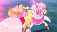 Yell reaching her hand with her Mirai Brace