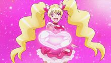 Peach uses Love Sunshine Fresh during her message. (episode 18; with catchphrase)