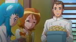 Takeo and Yuko helping Hime peel potatoes