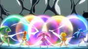 Smile pretty cure peleando contra fusion con el poder de fu-chan