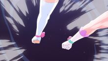 The two Cures punch the monster together