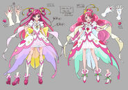 Bocetos de Dream y Grace en la forma Dream Cure Grace de la película de Healin'Good♡Pretty Cure