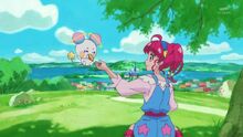 Hikaru gives half of her donut to Fuwa