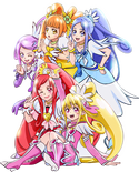 The Cures' poster art from the Pretty Cure All Stars: Haru no Carnival♪ poster