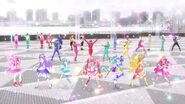 Yell, las Star☆Twinkle Pretty Cure, Grace, los Kiramager, Lupinranger, Patranger y Ryusoulger al final del Super Sentai Movie Party