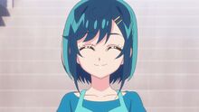 Kokone smiles happily