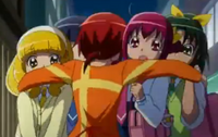 Akane huging her friends