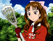 Yuka con el uniforme de lacrosse.