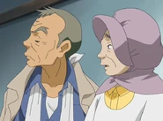 The grandfather is hesitant to try the Prism Love Checker.