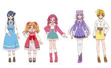 Outfits visual of HUGtto! Cures in the HUGtto! Pretty Cure♡Futari wa Pretty Cure: All Stars Memories