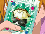 Nagisa threatens Mepple with the Shiklp card