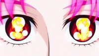 Scarlet's blazing eyes