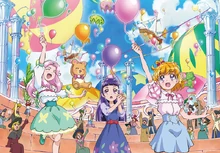 Promo art of the girls at the Grand Magic Festival