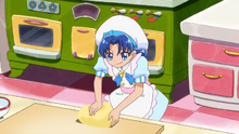 Aoi kneading the cookie dough