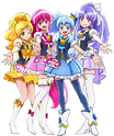 Hình vẽ của các Cure trên tấm áp phích từ Pretty Cure All Stars: Haru no Carnival♪