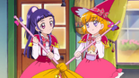 Riko and Mirai with their new brooms